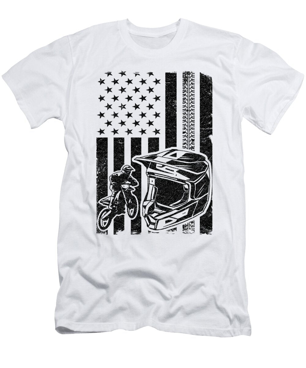 Motocross US Flag America Dirt Bike 4th of July Funny Motocross Lisa Stronzi T-Shirt