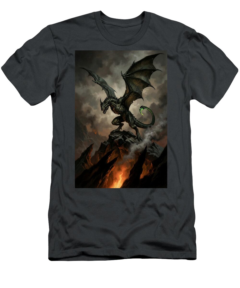 Mountain Wyvern Drake Dark Fantasy Dragon Titan Lore Co T-Shirt
