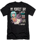 My Perfect Day Anime Boba Cats Repeat Bubble Tea Otaku Dnt Prints T-Shirt