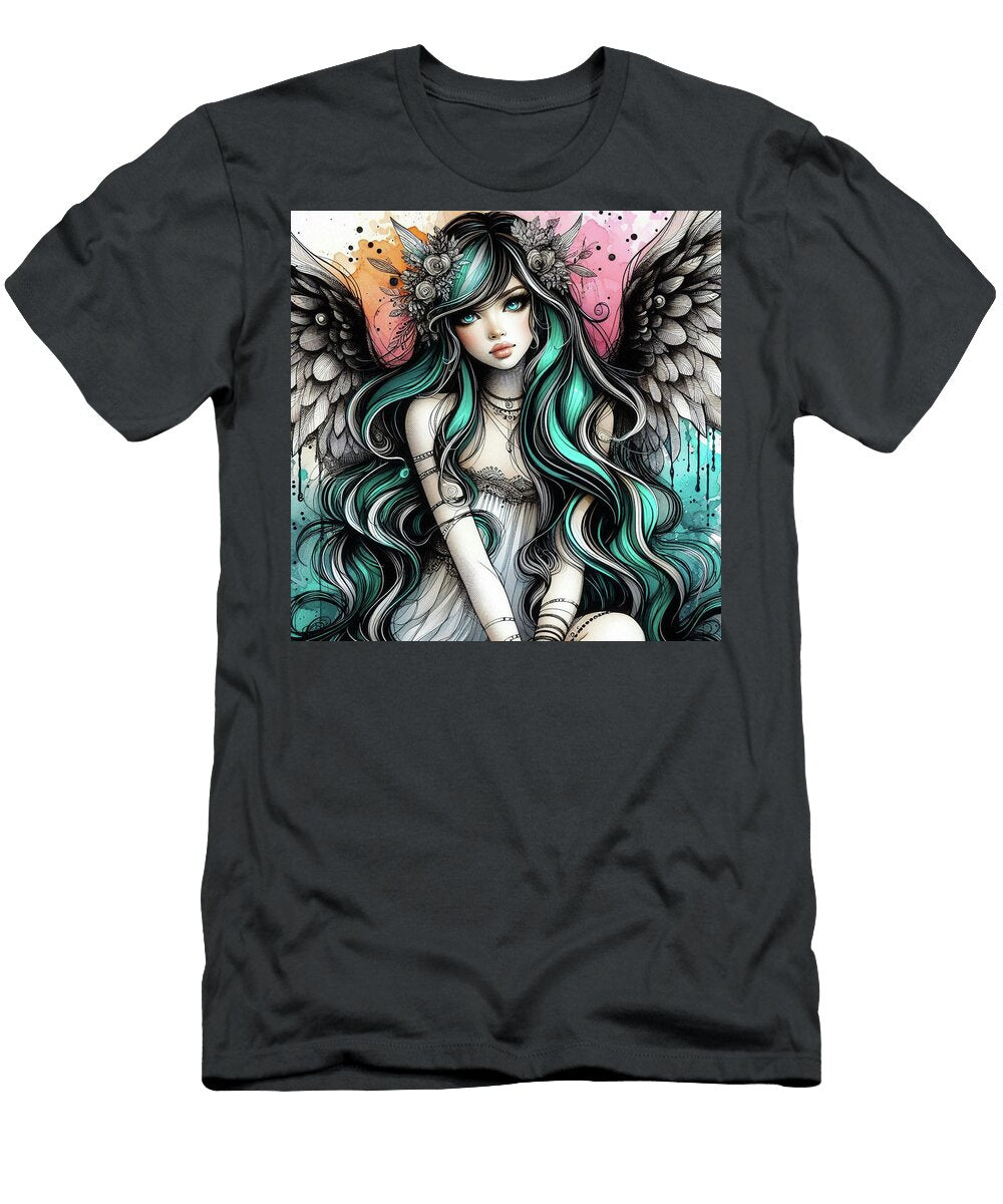 Mystical Angel with Vibrant Hair Eve Designs T-Shirt