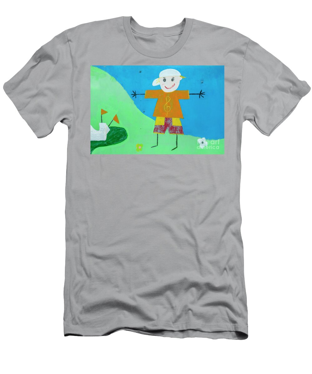 Naive Painting of a Boy M2 Humorous Quotes T-Shirt