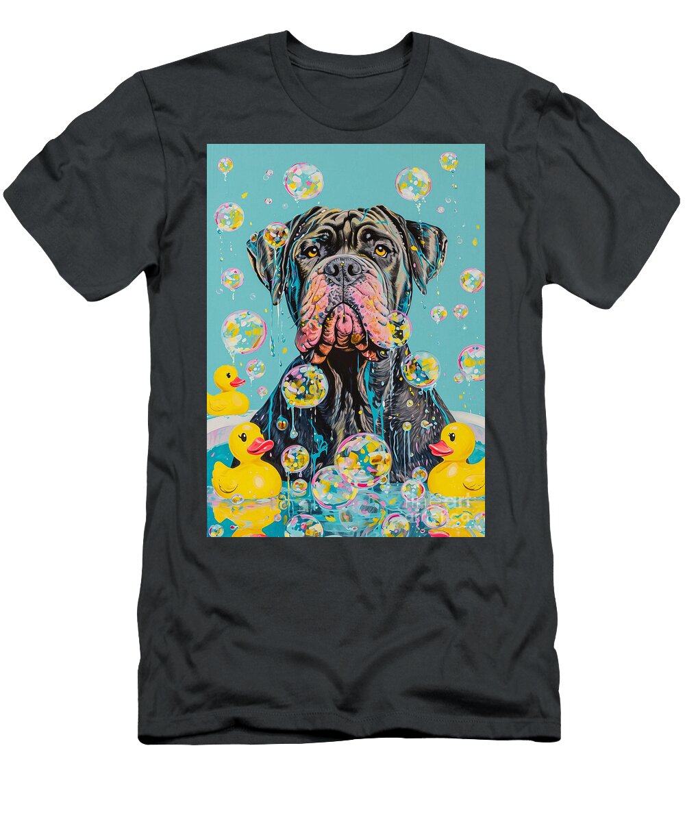 Neapolitan Mastiff Dog Enjoying a Bubbly Bath Adrien Efren T-Shirt