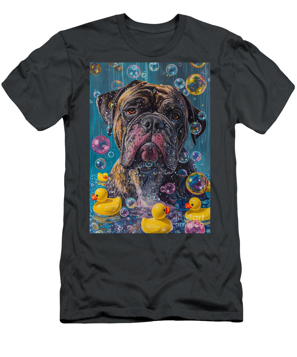 Neapolitan Mastiff Dog Frolicking in a Bubbly Bathtub Adrien Efren T-Shirt