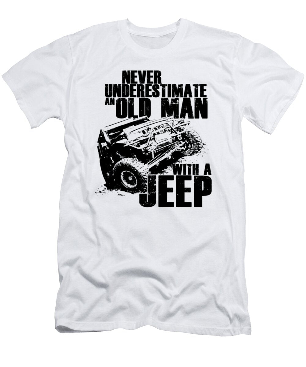 Never Underestimate Old Man with Jeep Vintage Tinh Tran Le Thanh T-Shirt