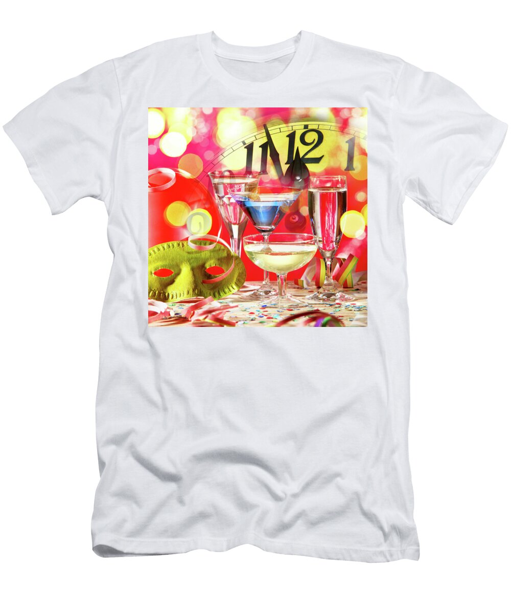 New Year Clock with Wine Glasses Vaclav Mach T-Shirt
