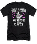 Nice Womens Japanese Manga Cosplay Otaku Anime Girl with Cat Retro Ezone Prints T-Shirt
