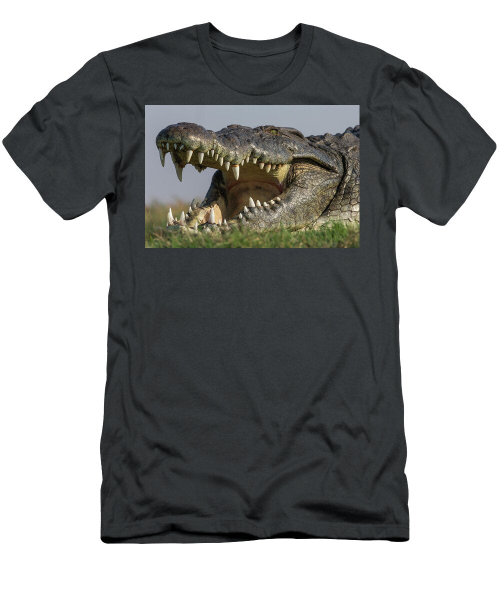 Nile Crocodile Crocodylus Niloticus Head Close Up with Ann Steve Toon Natureplcom T-Shirt