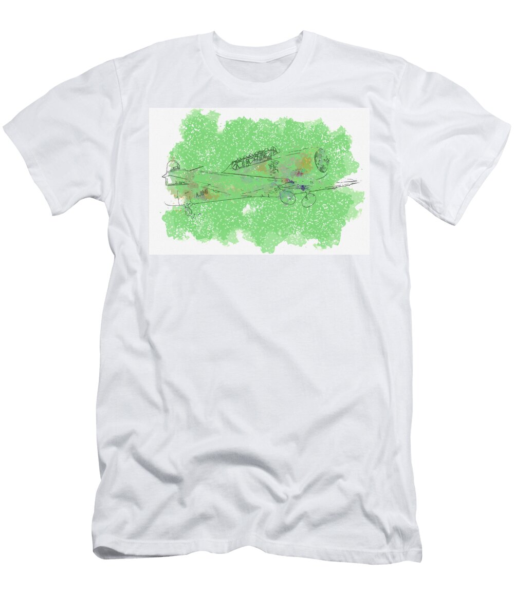 North American T Harvard Aj G Bjst Wacky Wabbit War Planes in Watercolor Ca By Ahmet Asar Celestial Images T-Shirt