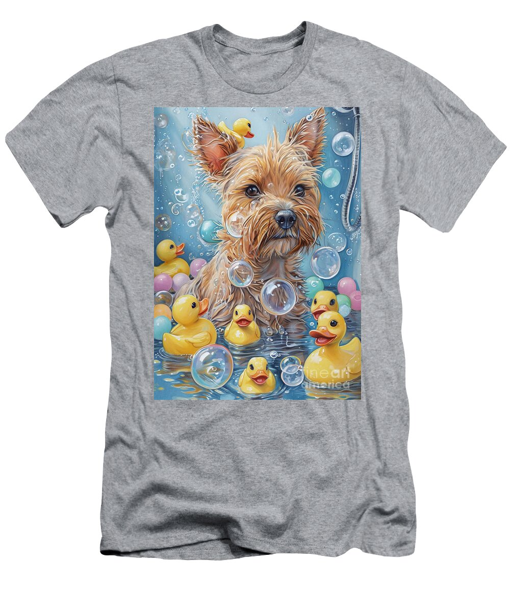 Norwich Terrier Dog Enjoying a Bubbly Bath Adrien Efren T-Shirt