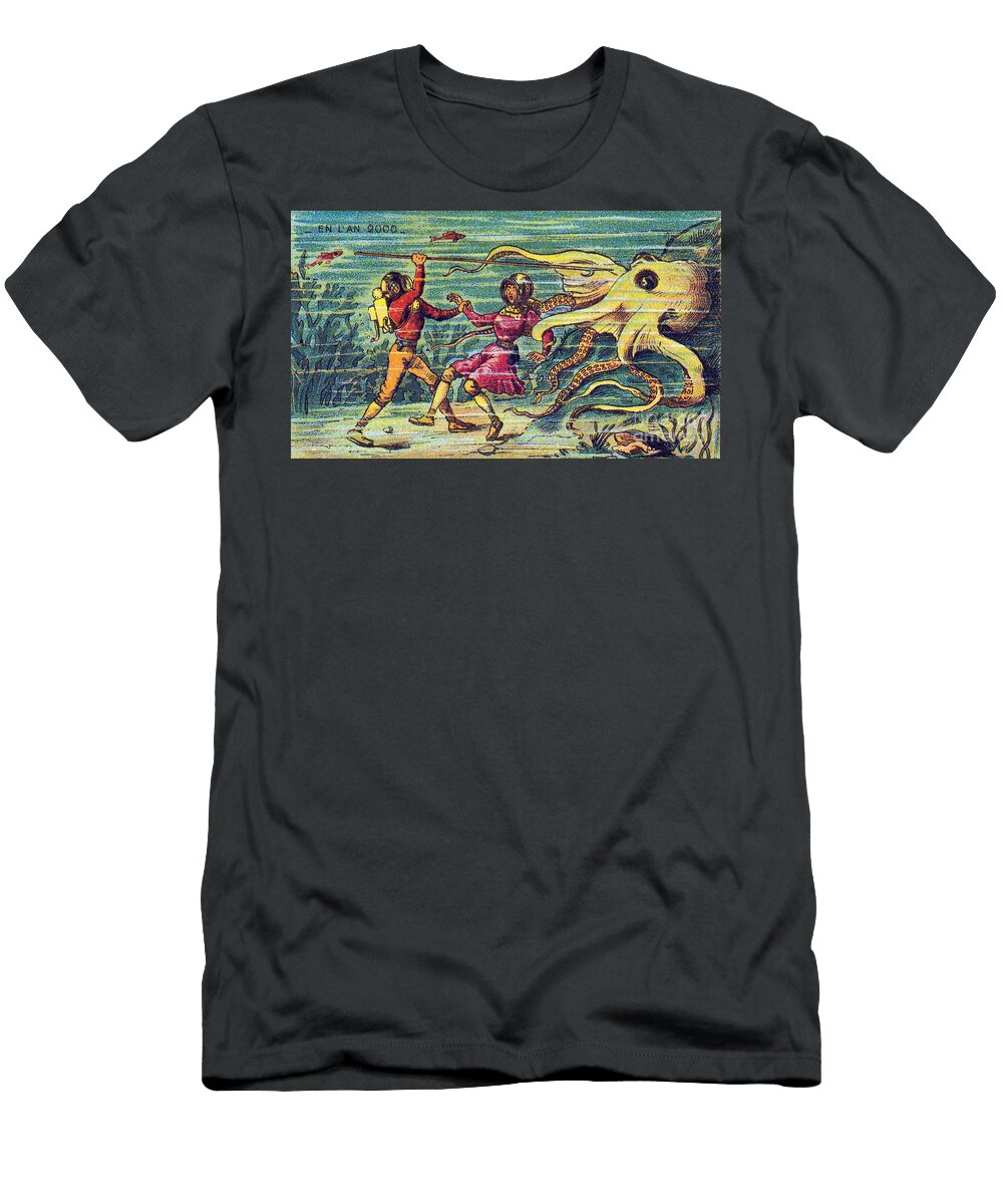 Octopus Attack 1900s French Postcard Science Source T-Shirt