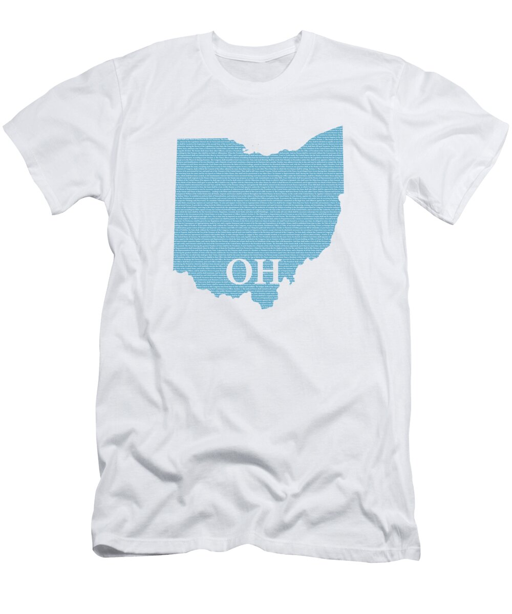 Ohio State Map with Text of Constitution Design Turnpike T-Shirt