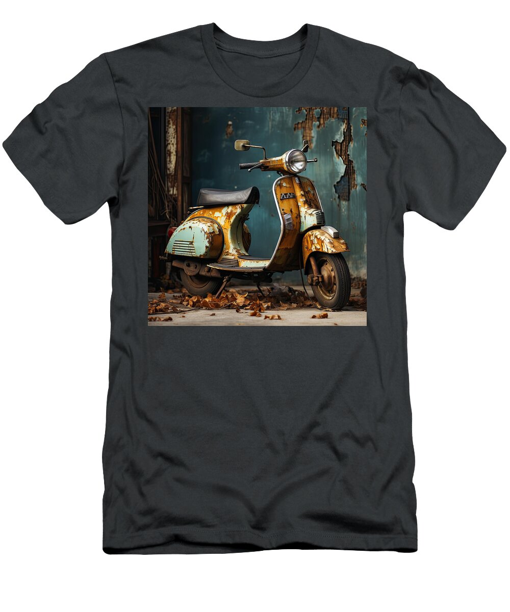 Old Vespa Italian Scooter N019 Edit Voros T-Shirt