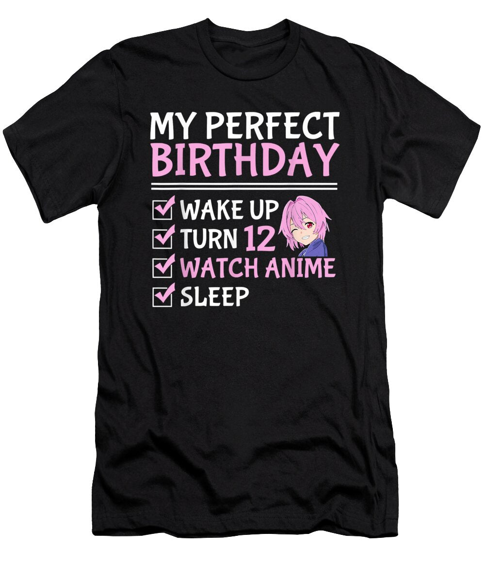 Overcome Courageous 12th Perfect Birthday Watch Anime 12 Years Old Anime Girls Gift for Fan Ezone Prints T-Shirt