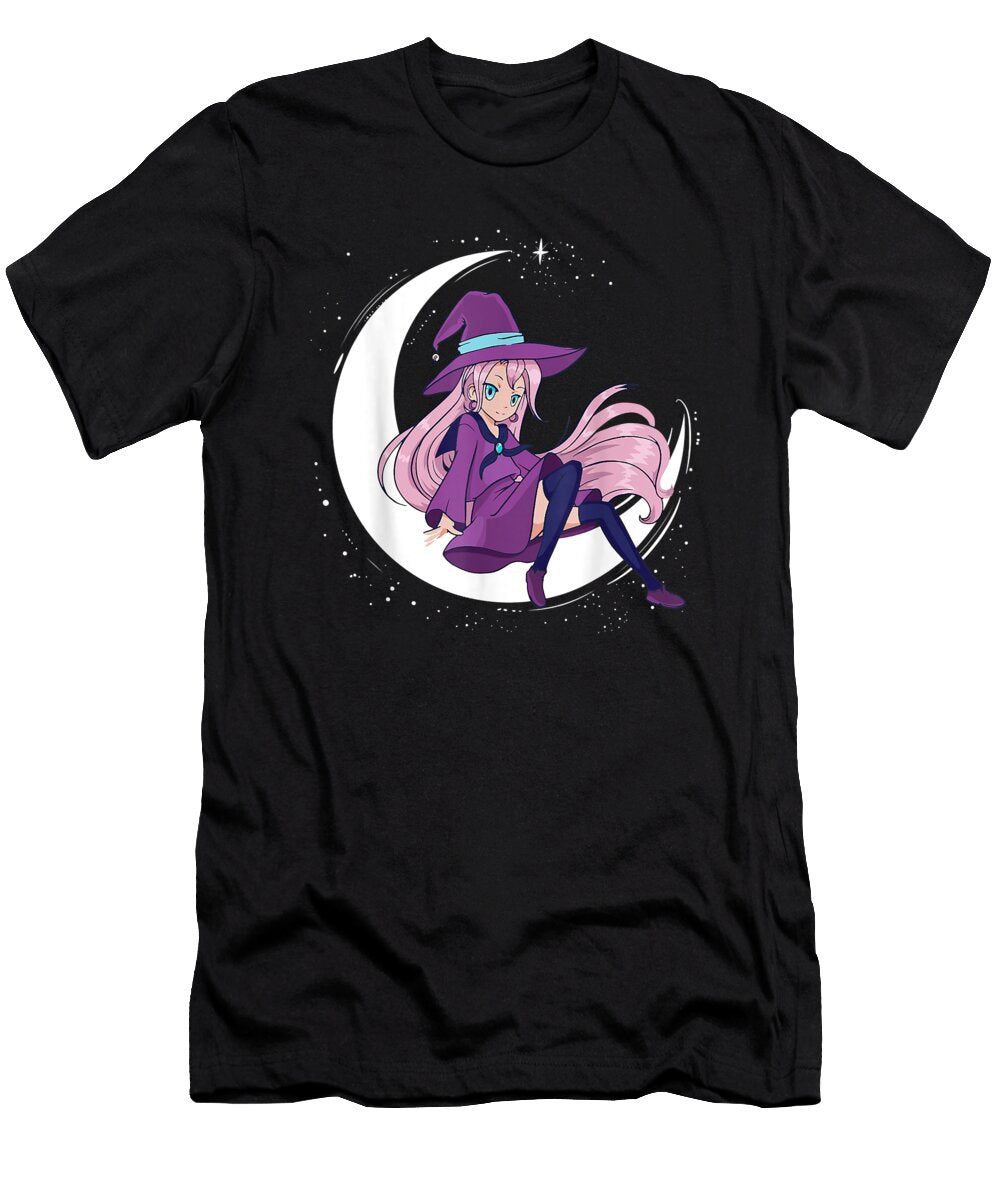 Overcome Courageous Anime Witch Kawaii Moon Pastel Goth Girl Anime Lovers Teens Cool Gifts Ezone Prints T-Shirt