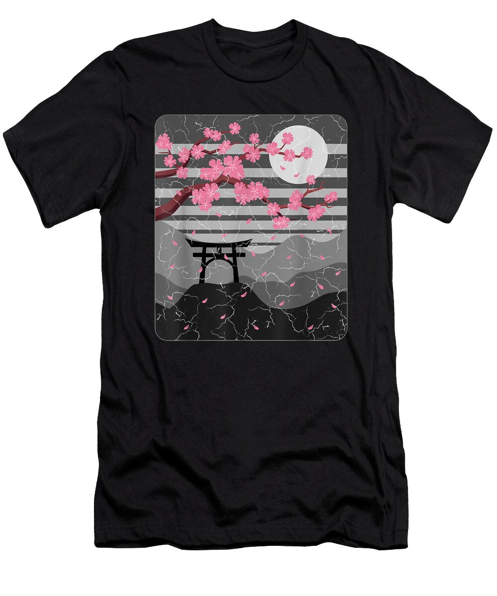 Overcome Hardship Aesthetic Japanese Cherry Blossom Sakura Vintage Samurai Cute Gifts Ezone Prints T-Shirt