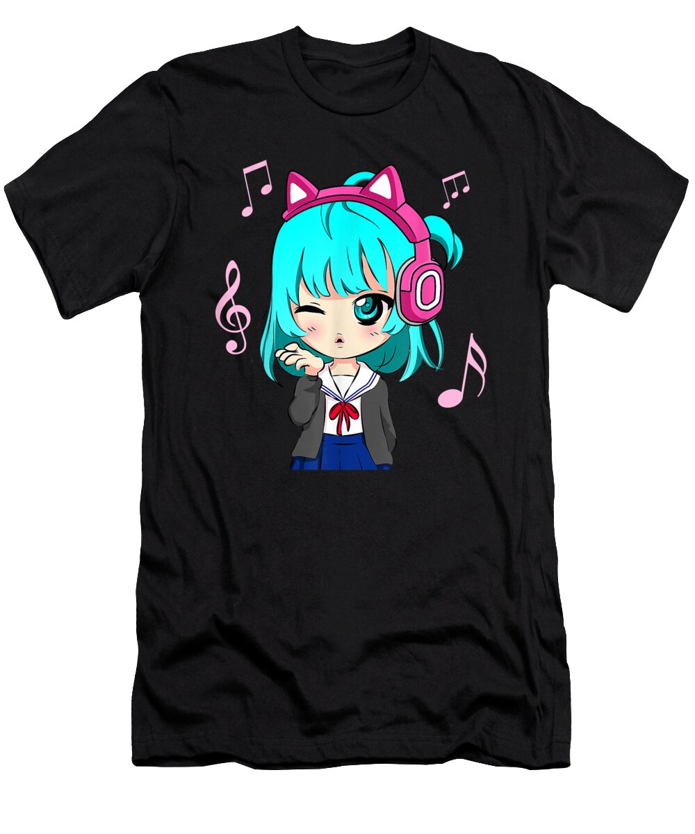 Overcome Hardship Anime and Music Girl for Teen Chibi Graphic Anime Girl Cute Gifts Ezone Prints T-Shirt