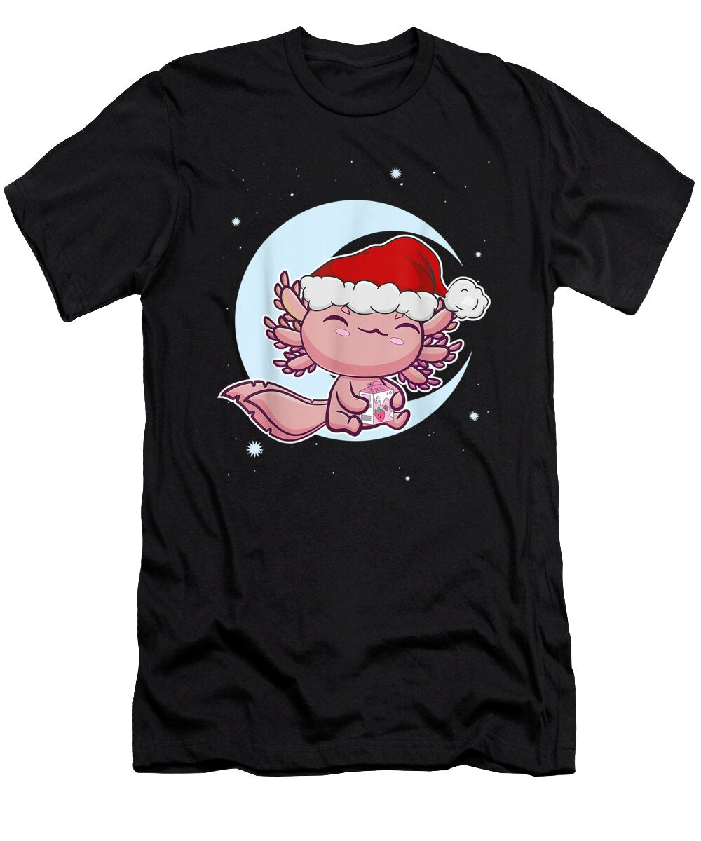 Overcome Hardship Axolotl Christmas Eve Japanese Kawaii Strawberry Milk Anime Cute Fan Ezone Prints T-Shirt