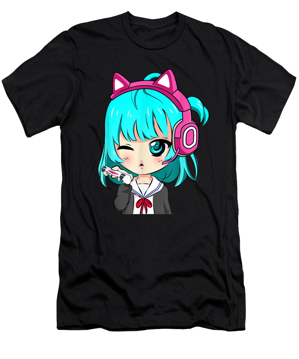 Overcome Hardship Funny Anime and Gaming Chibi Graphic Anime Girl Video Games Gifts for Ezone Prints T-Shirt
