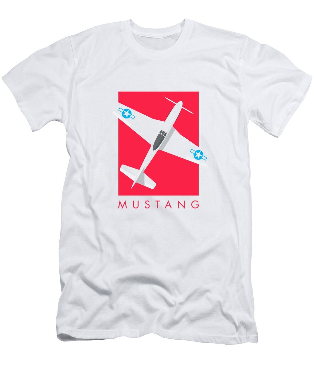 P 51 Mustang Fighter Aircraft Crimson Organic Synthesis T-Shirt