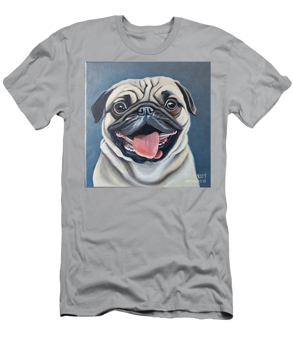 Painting Pug Dog Picture Oil Painting on Canvas P N Akkash T-Shirt