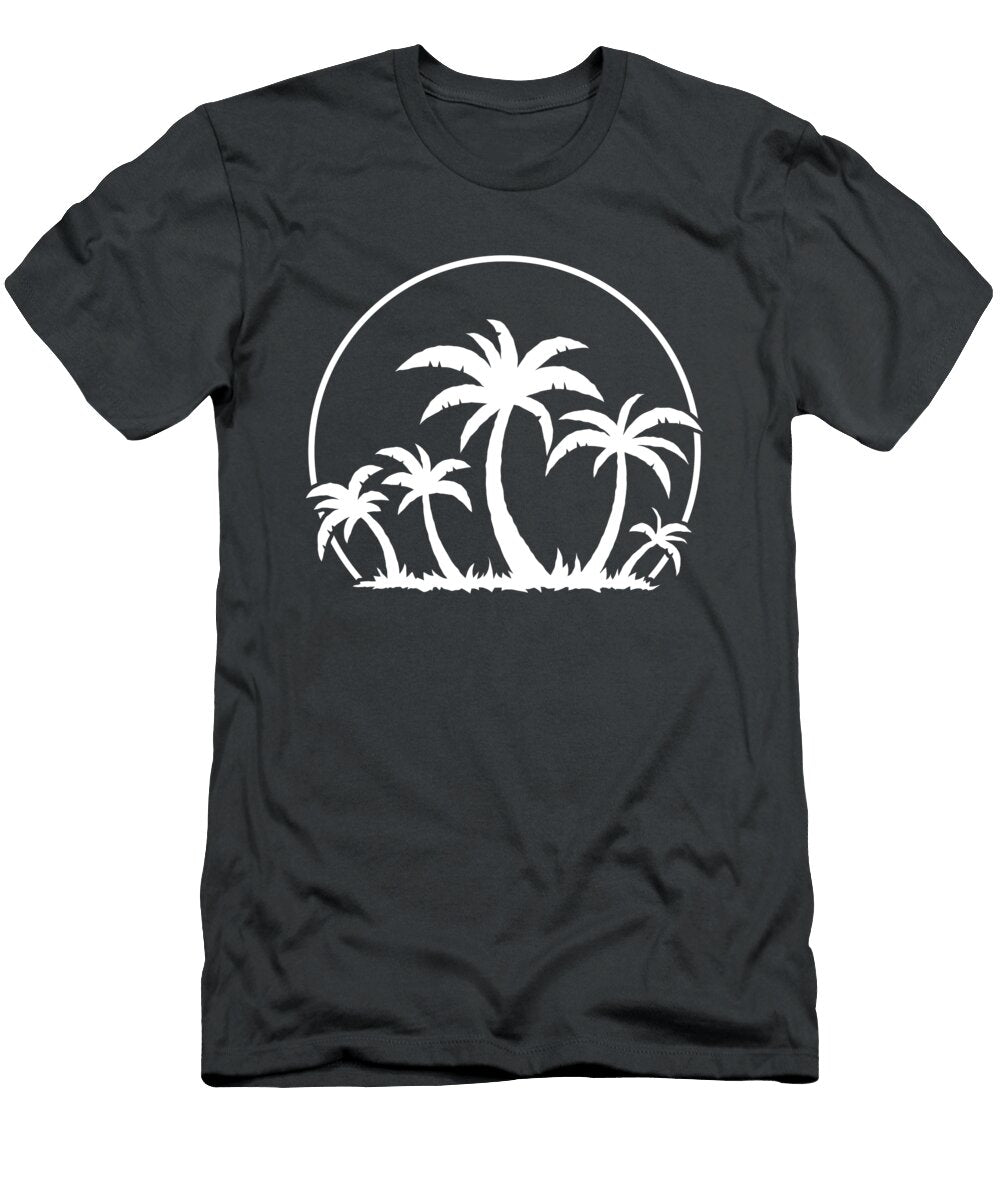 Palm Trees and Sunset in White John Schwegel T-Shirt