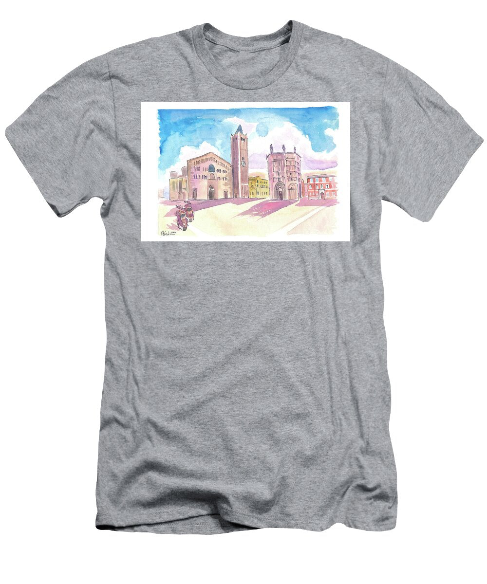 Parma Piazza Duomo Watercolor Scene M Bleichner T-Shirt