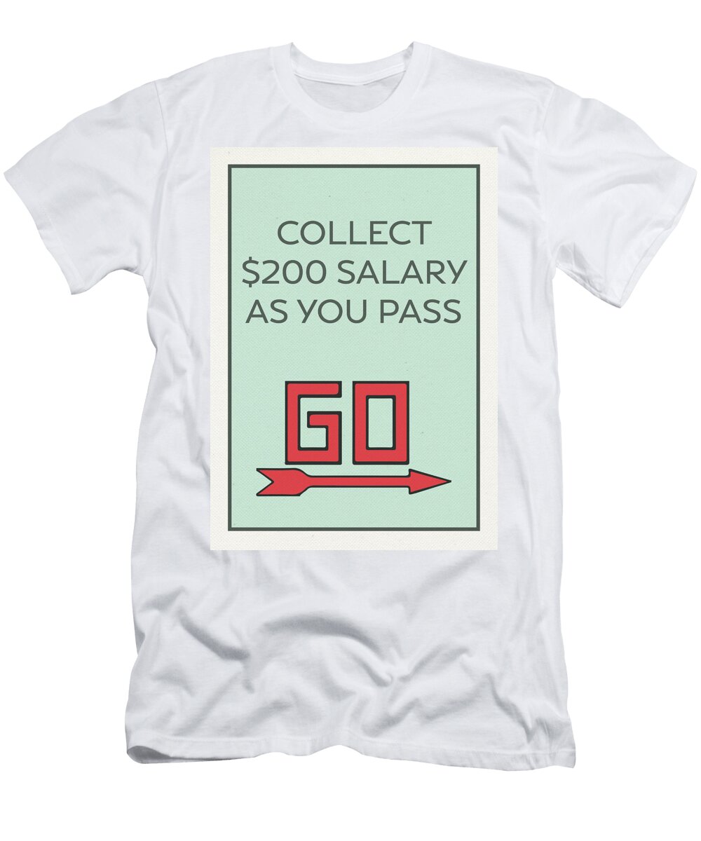 Pass Go Collect 200 Dollars Vintage Monopoly Board Game Theme Card Design Turnpike T-Shirt