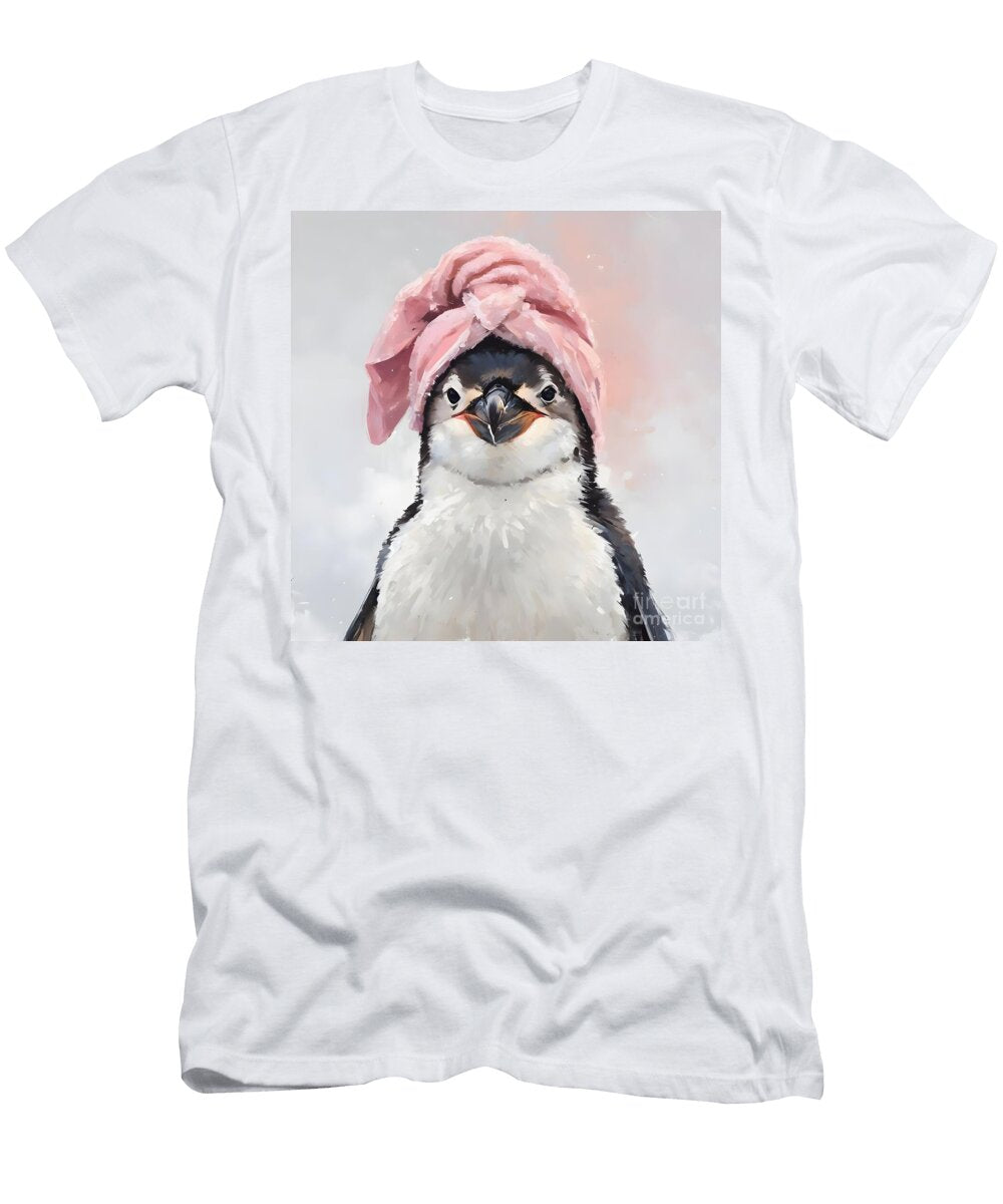 Penguin with a Pink Towel Lucia Stewart T-Shirt
