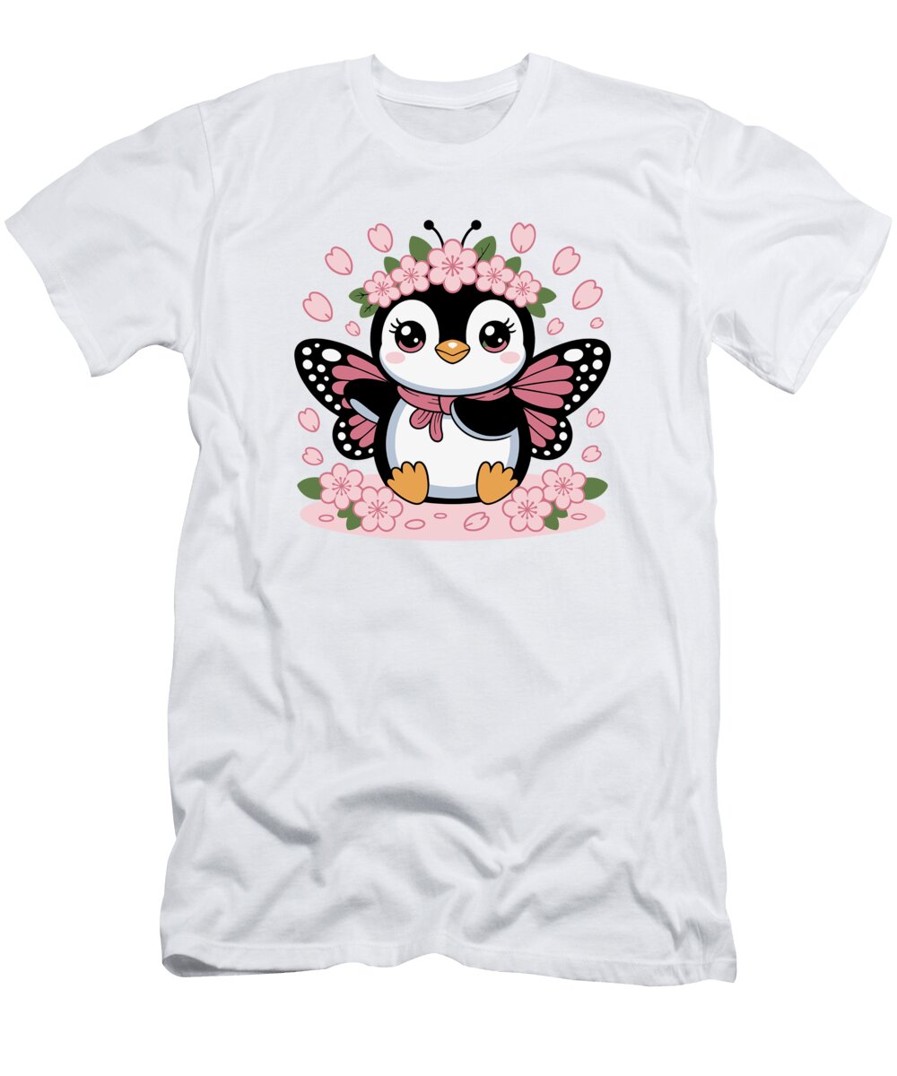 Penguin with Floral Butterfly Wings Joanna Redesiuk T-Shirt