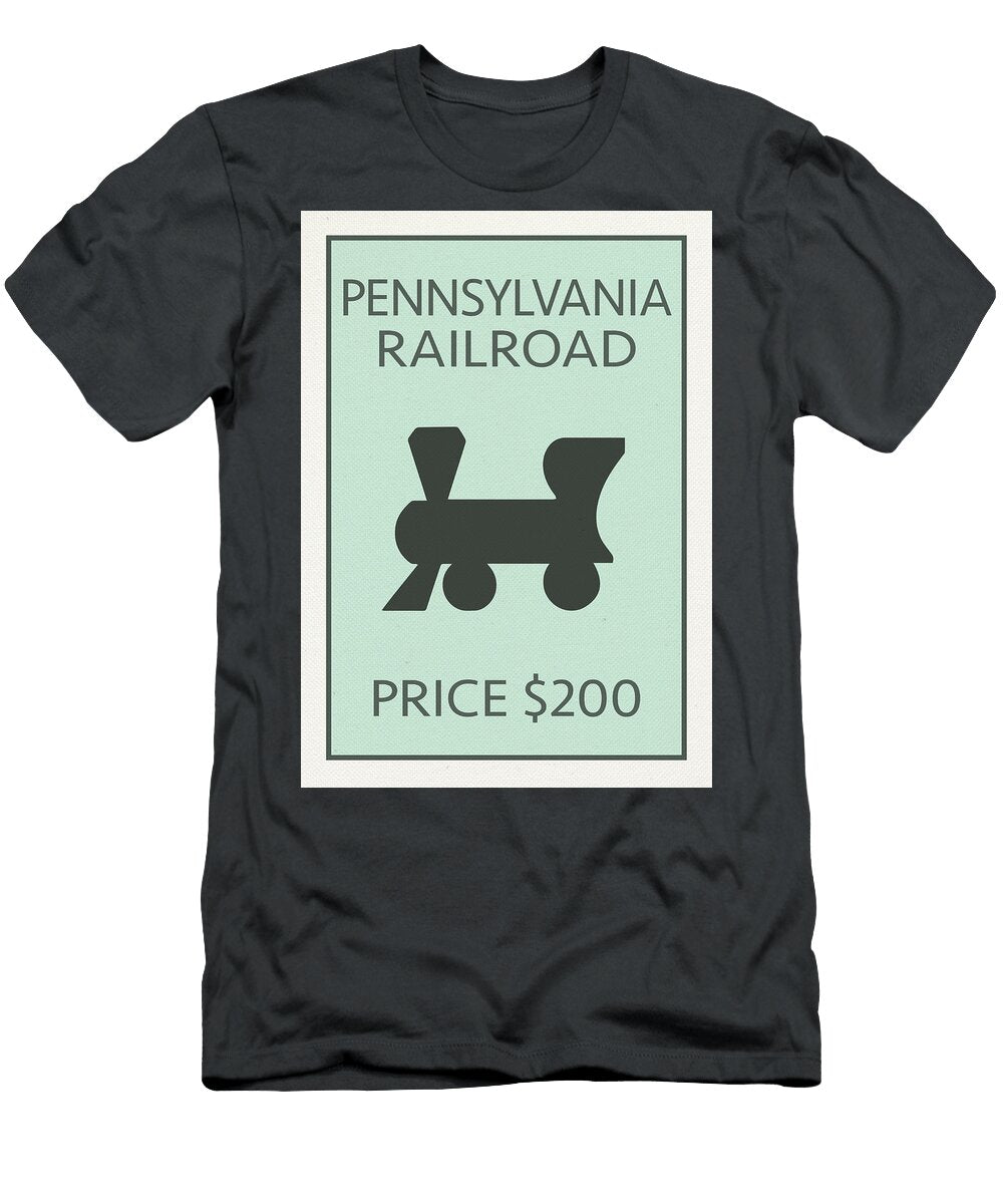 Pennsylvania Railroad Vintage Retro Monopoly Board Game Card Design Turnpike T-Shirt