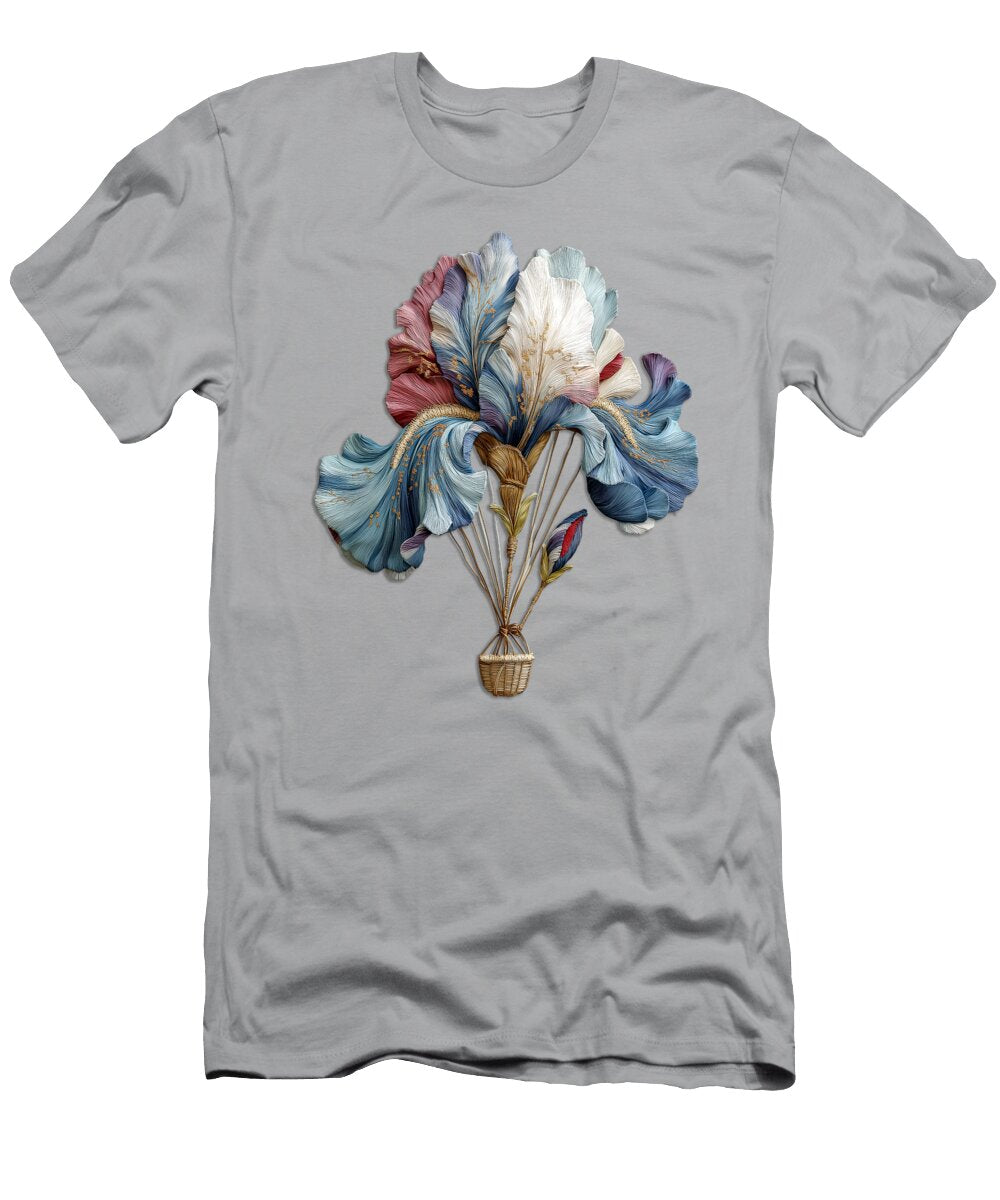 Petal Voyage Whimsical Hot Air Balloon in Bloom Colorful Floral Arrangement on Png Background Lena Owens T-Shirt