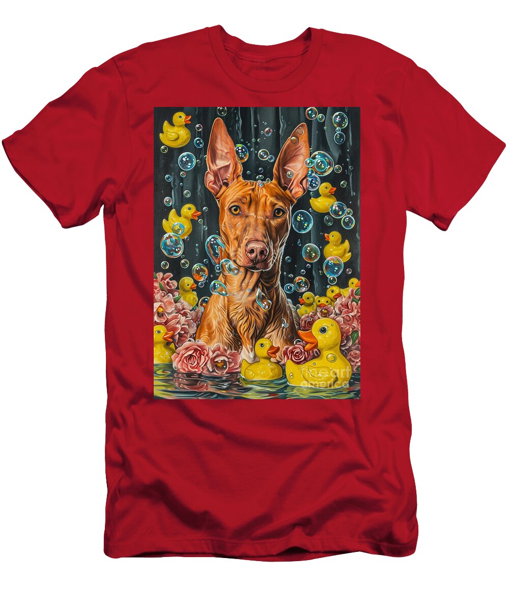 Pharaoh Hound Dog Enjoying a Bubbly Bath Adrien Efren T-Shirt