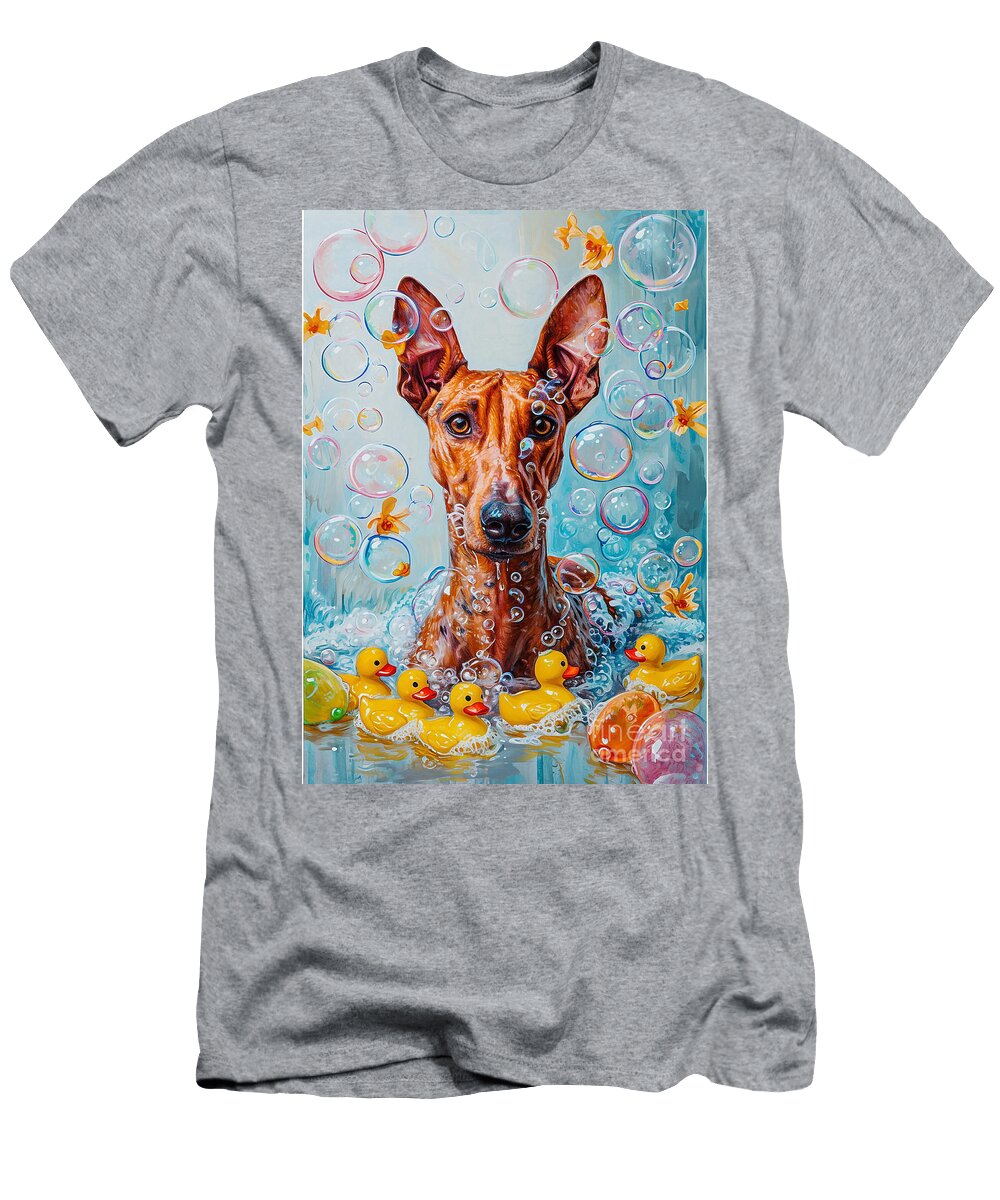 Pharaoh Hound Dog Frolicking in a Bubbly Bathtub Adrien Efren T-Shirt