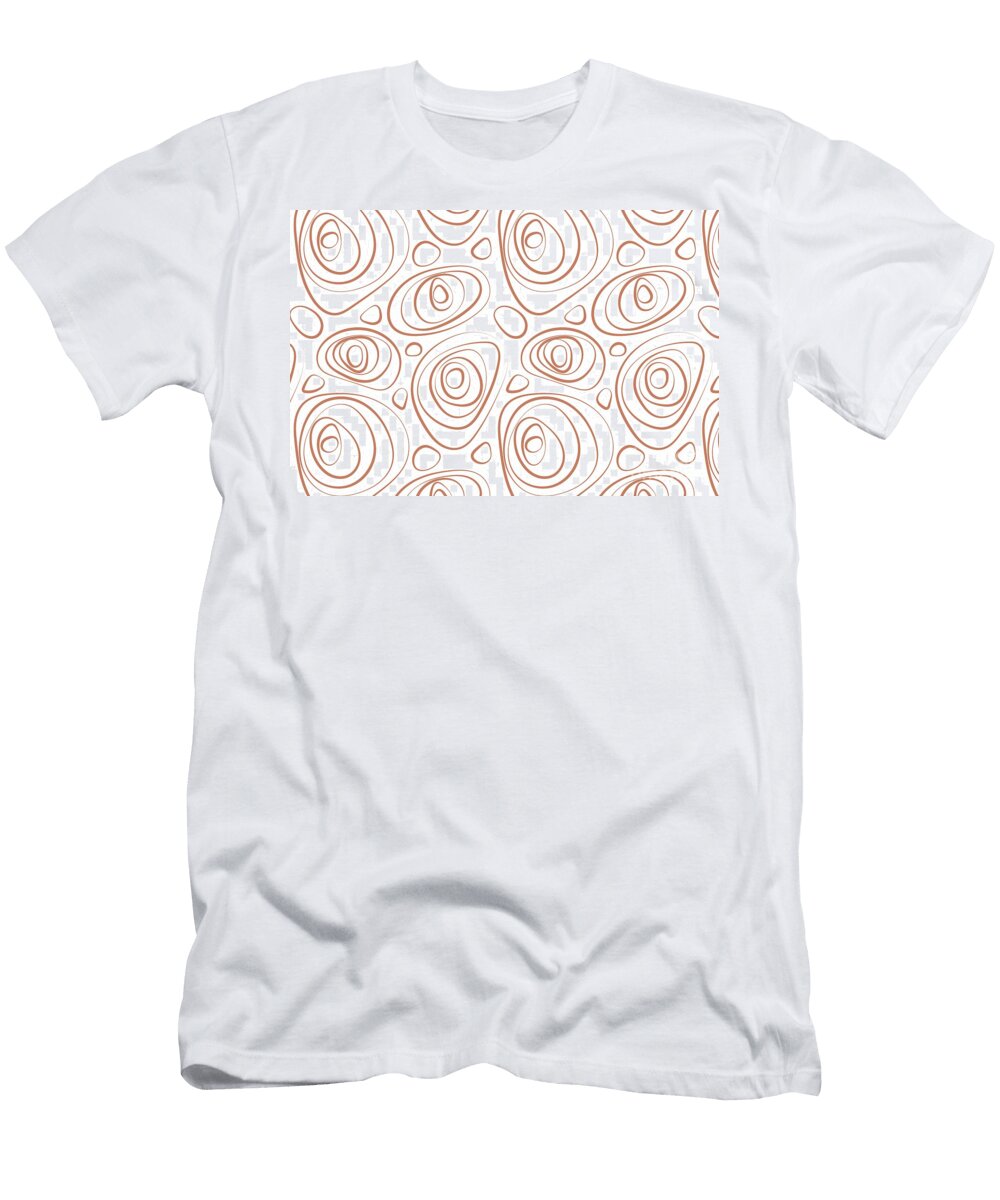 Pink and White Wacky Retro Circle Pattern Pairs Dulux 2022 Popular Colour Treasured Coral Petite Pattern Minimal Graphic Designs T-Shirt
