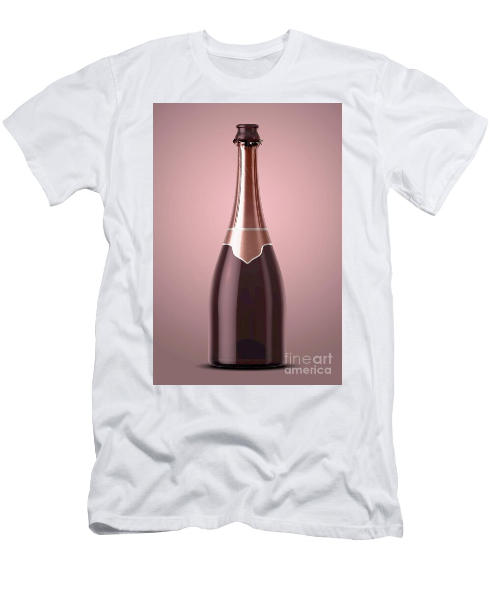 Pink Champagne Bottle Open Neck Allan Swart T-Shirt