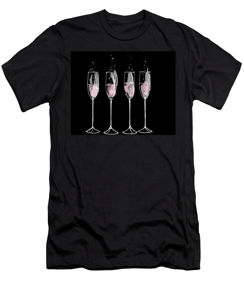 Pink Champagne Flutes in a Row Ikon Ikon Images T-Shirt