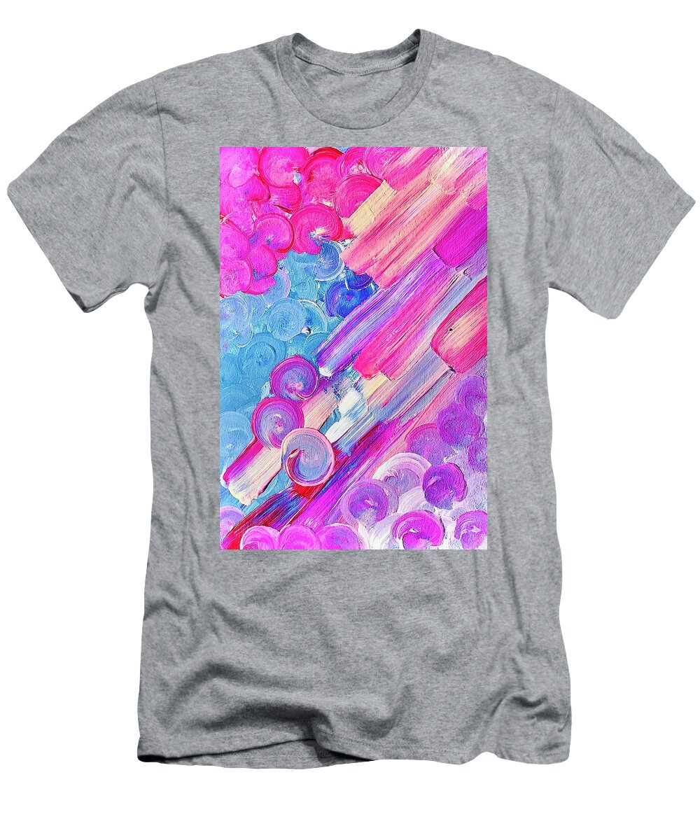 Pink Purple and Blue Abstract Painting Nia Lambert T-Shirt