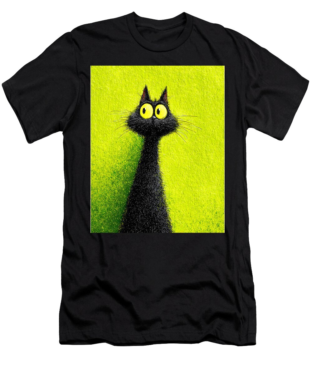 Playful Black Cat with Bright Yellow Eyes Dream Stuff T-Shirt