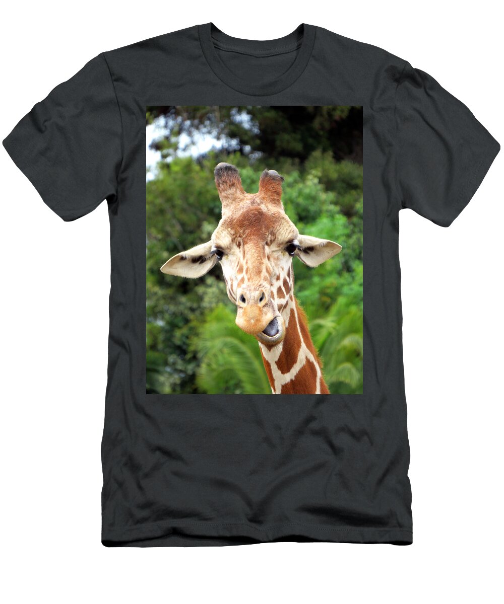Portrait of a Giraffe with Goofy Look Jessica Foster T-Shirt