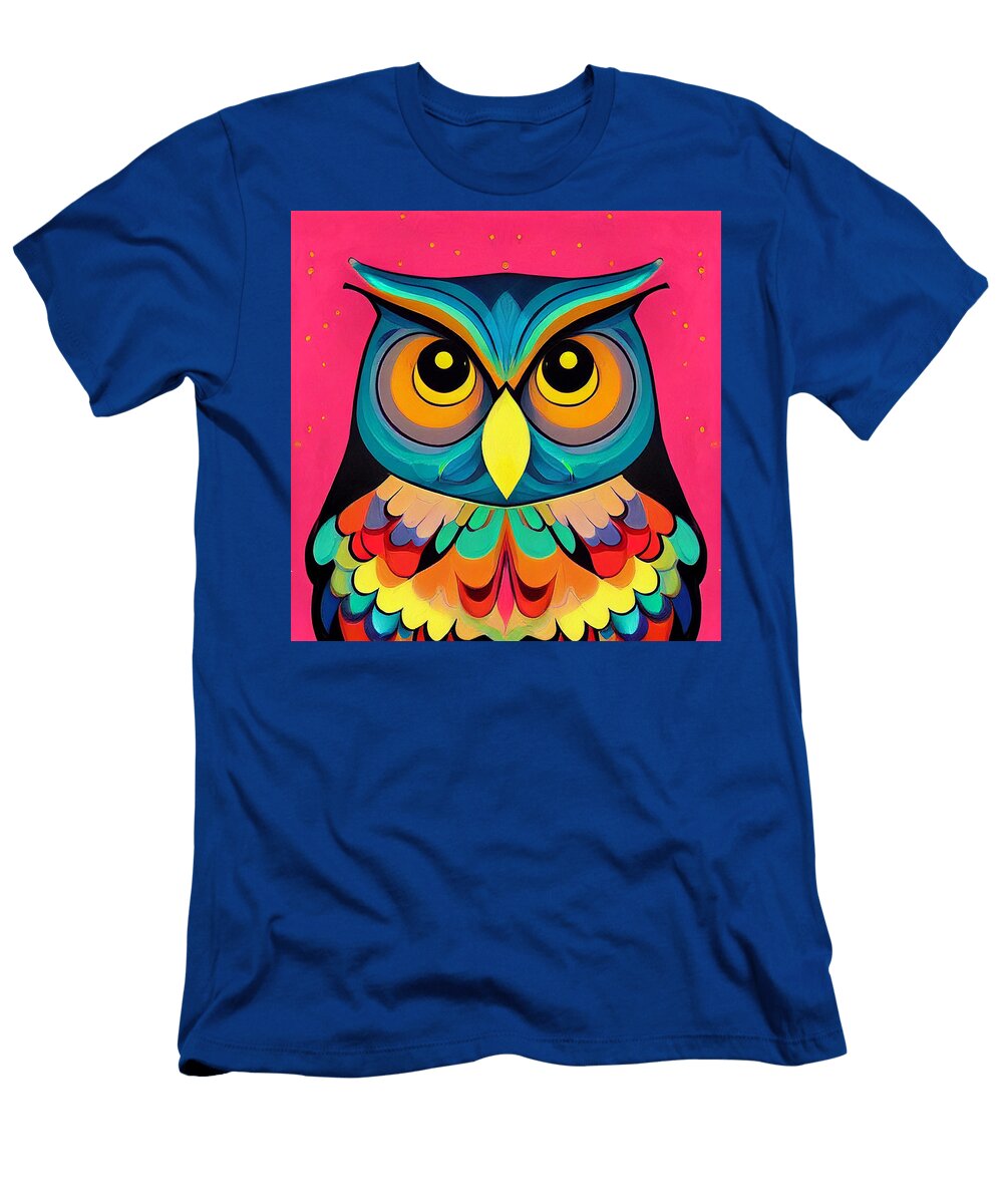 Portrait of an Owl Sweet Face Cute Cartoony Colorful By Asar Studios Celestial Images T-Shirt
