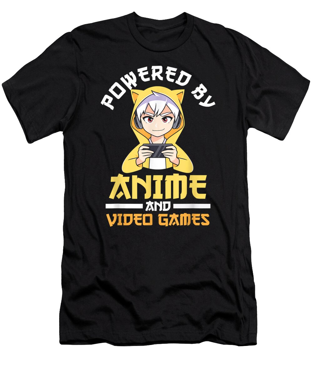 Powered By Anime and Video Games Gaming Gift Dnt Prints T-Shirt