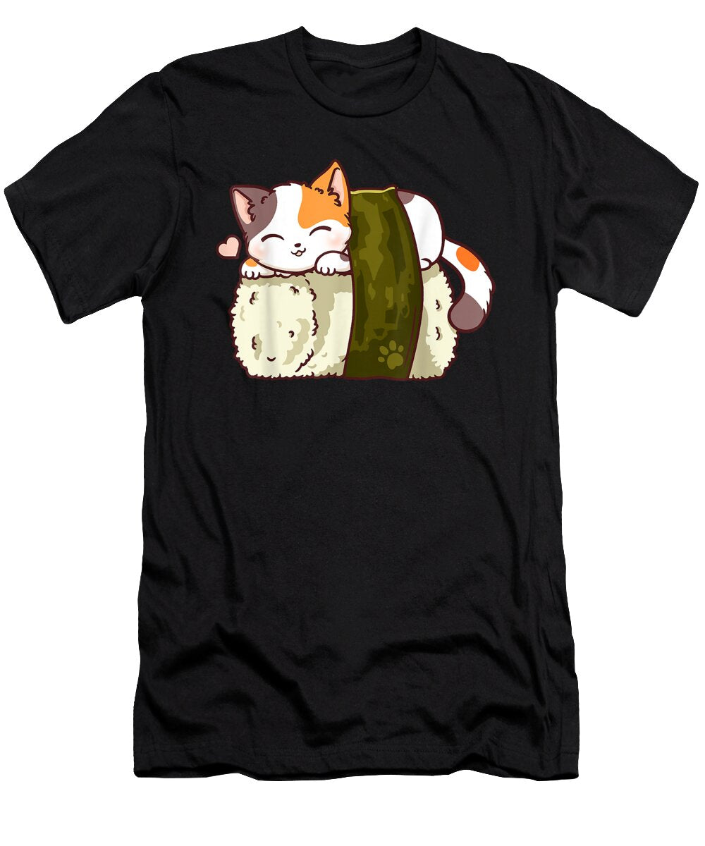 Precious Life Sushi Cat Kawaii Anime Neko Japanese Gifts Ezone Prints T-Shirt