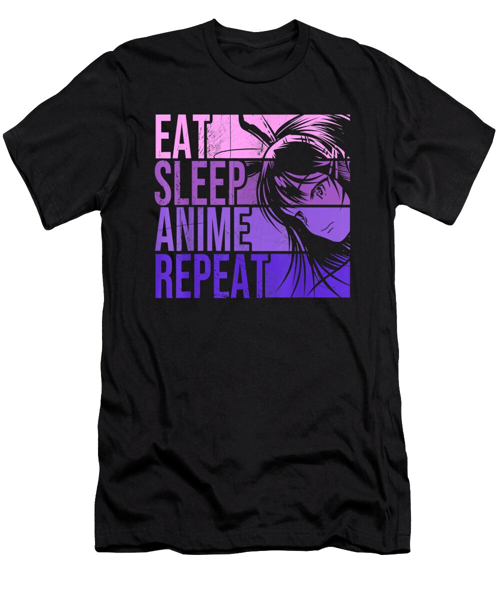 Pretty Good Beautiful Eat Sleep Anime Repeat Anime Lovers Gifts Idea Girls Retro Ezone Prints T-Shirt