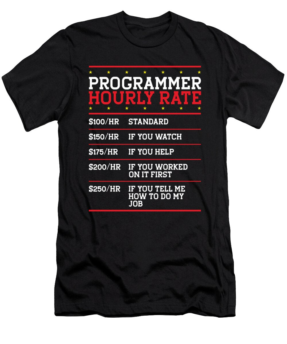 Programmer Hourly Rate Support Coder Labor It Raphaelartdesign T-Shirt
