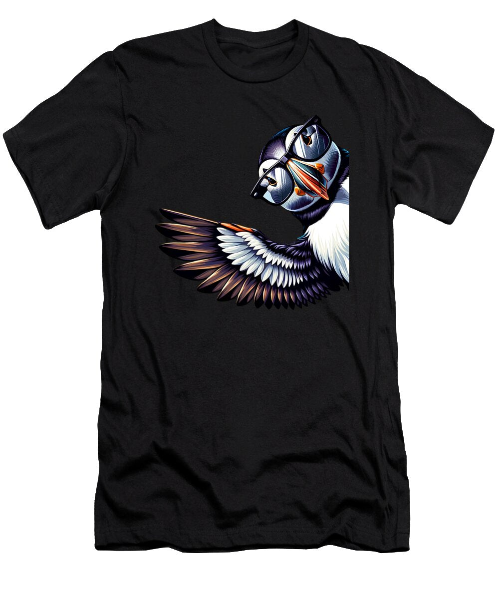 Puffin Bird Beak Coastal with Sunglasses Funny Say Hi Bird Lover Watcher Birding Job T-Shirt