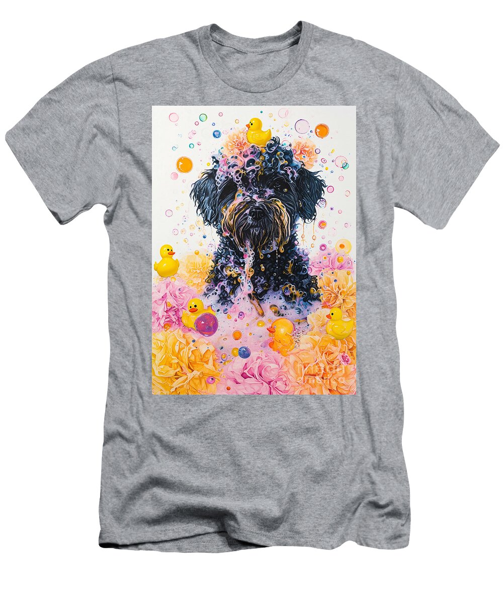 Puli Dog Enjoying a Bubbly Bath Adrien Efren T-Shirt
