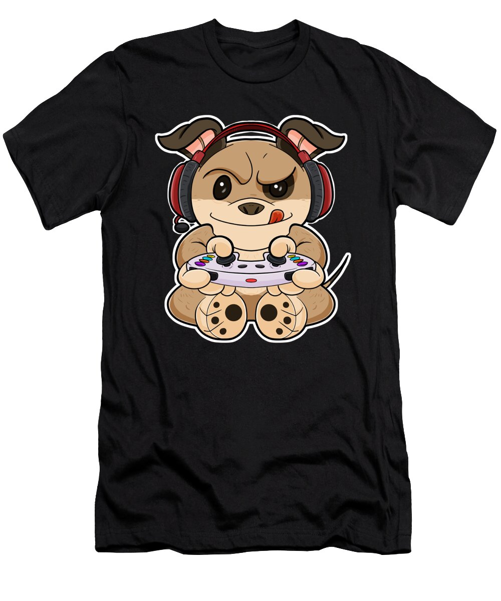 Puppy Dog with Gaming Controller I Funny Gaming I Gamer Maximus Designs T-Shirt