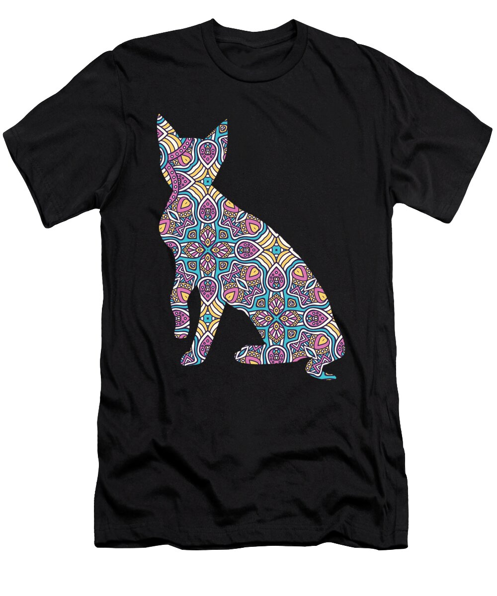 Purple Patterned Cat Me T-Shirt