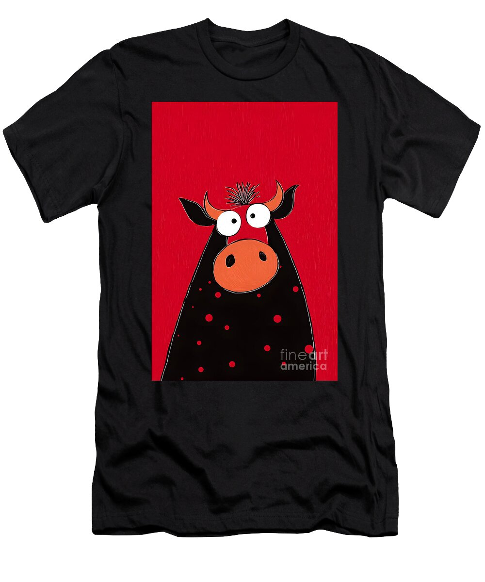 Quirky Cartoon Cow Olfactoart Studio T-Shirt