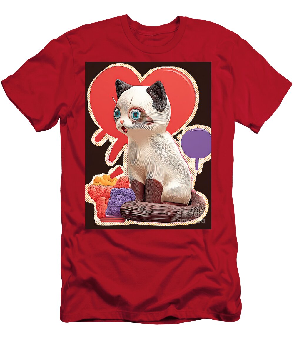 Quirky Cat with Colorful Accents Grafititee S T-Shirt